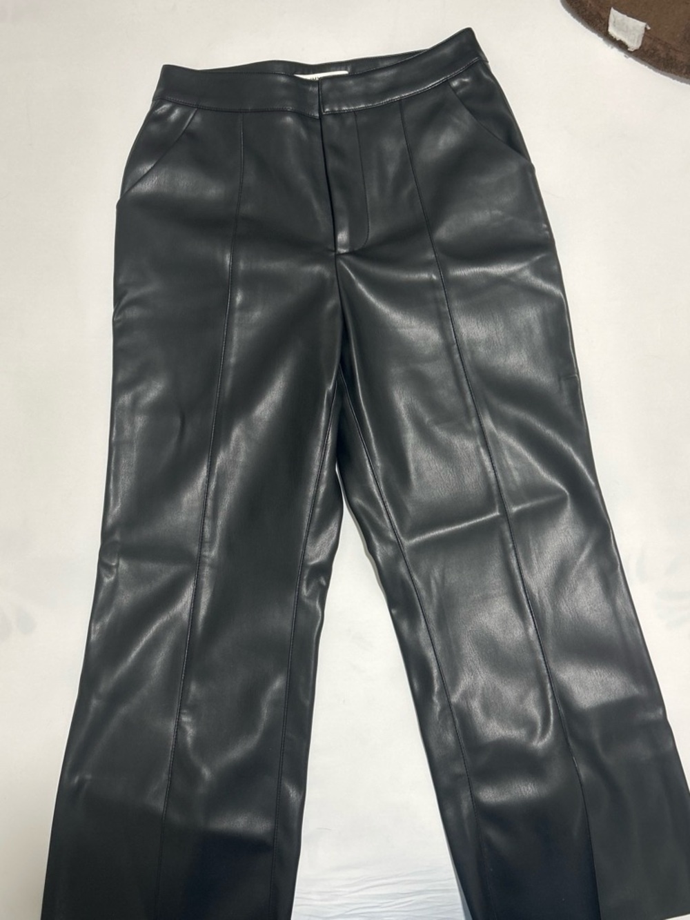 Commense Black Faux Leather Pants